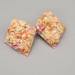 Handcrafted Resin and Polymer Clay Diamond Shaped Stud Earrings Pink Triangle